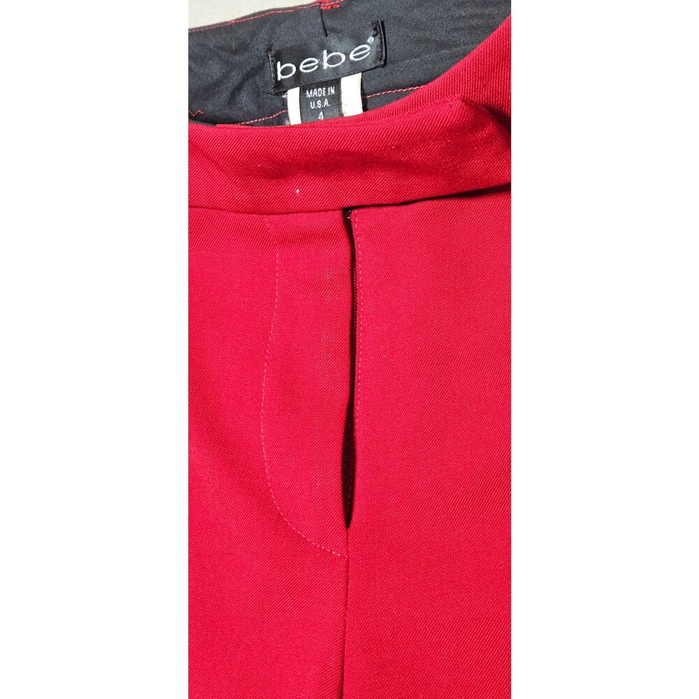 bebe Y2K Pantsuit Womens Red Wool Blend Blazer Wide Leg Pants 2 Piece Vintage - Picture 12 of 16